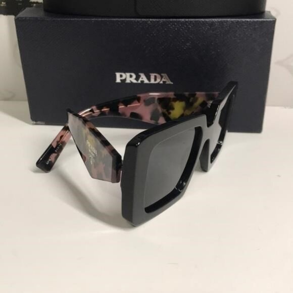 New Authentic Prada SPR23Y Symbole Square Sunglasses – Black & Pink - Picture 4 of 13